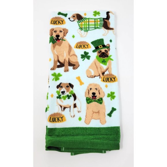 St. Patrick's Day Dog Kitchen Hand Dish Towels (Set of 2) - Picture 2 of 2